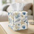 thumbnail image 5 of Xoenoiee Starfish Conch Coral Print Tissue Box Holder Cover Square Tissue Cube Cover PU Leather Tissues Organizer for Bathroom, Tabletop, Kitchen, Night Stands, Office, Home, Car, 5 of 7
