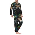 thumbnail image 2 of Hirioo Realistic Style Colorful Wolf for Men's Pajama Sets 2 Piece Pjs Men's Long-Sleeved Pajama Set Button Down Sleepwear,S-XXL-Medium, 2 of 7