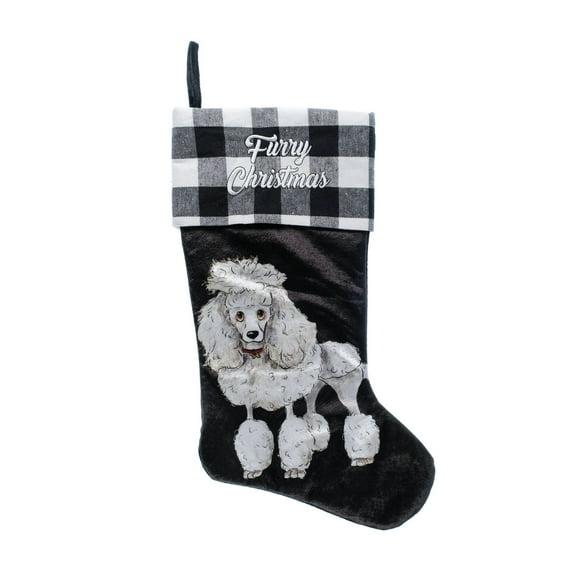 ASPCA, Poodle 20 inch Velour Christmas Stocking, Black, Multi-Color