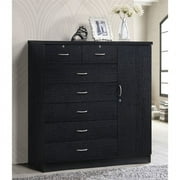Hodedah 7 Drawer 1 Door Chest, Black