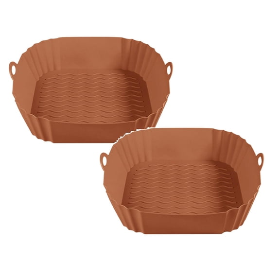 Square Silicone Air Fryer Liner Pot Reusable Air Fryer Pot Non-Stick Baking Tray Pizza Pan Oven Safe Air Fryer Kitchen Accessories(2 Pack)