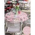 thumbnail image 4 of Outdoor Tablecloth with Umbrella Hole and Zipper, Vintage Flower Pattern Round Table Cloth 60 Inch Waterproof Tablecloth, Spring Floral Leaves Plants Pink Picnic Table Cover for Patio Camping, 4 of 7