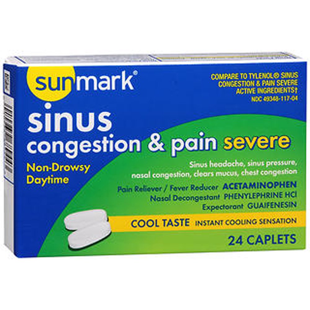 Sunmark Severe Sinus Congestion & Pain Caplets, 24 Count