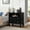 Black, variant on CQSXDA Open Space and 2 Drawers Dresser Nightstand with Charging Station, Farmhouse End Table with USB Ports and Outlets, Fluted Pilasters Design Side Table with Solid Wood Legs for Bedroom