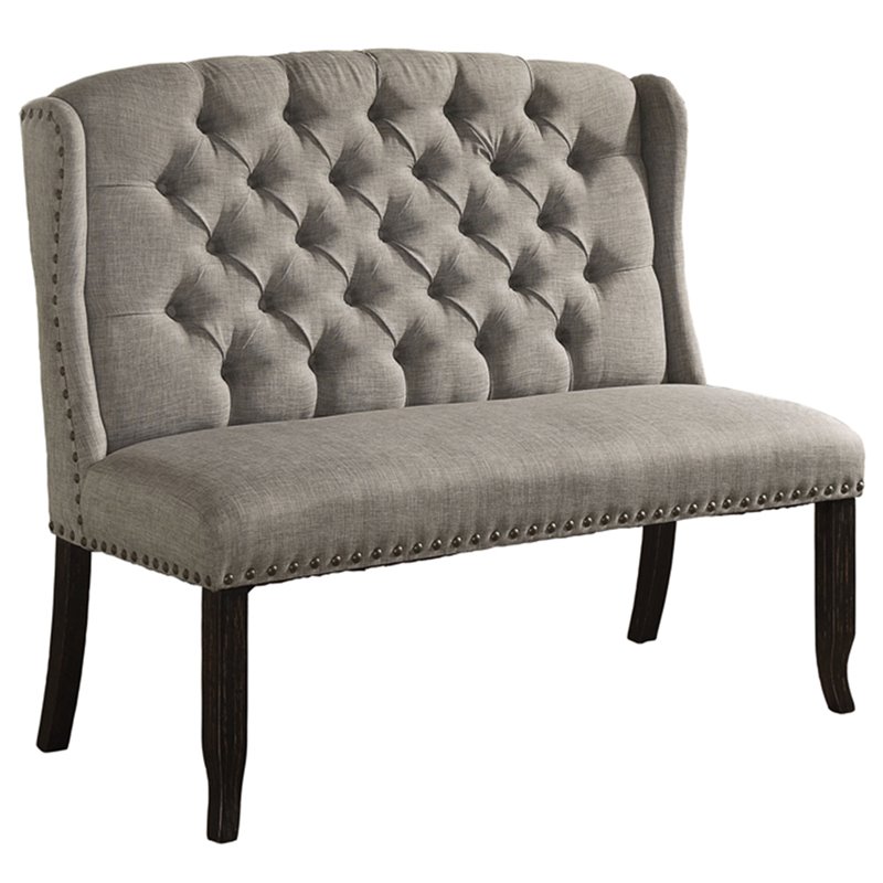Furniture of America Sinuata Rustic Fabric Tufted Loveseat Bench in