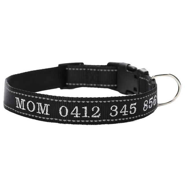 Collar de perro personalizado, nombre de mascota y número de teléfono bordados personalizados, anillo en D de liberación rápida