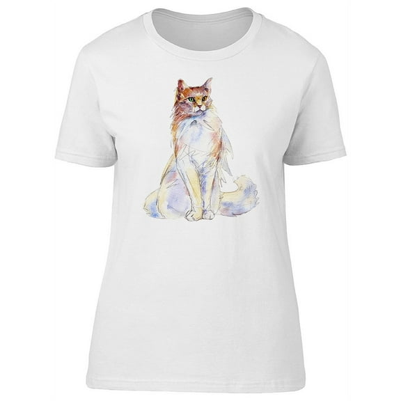 Watercolor Ragamuffin Cat T-Shirt Women -Image by Shutterstock, Female Medium