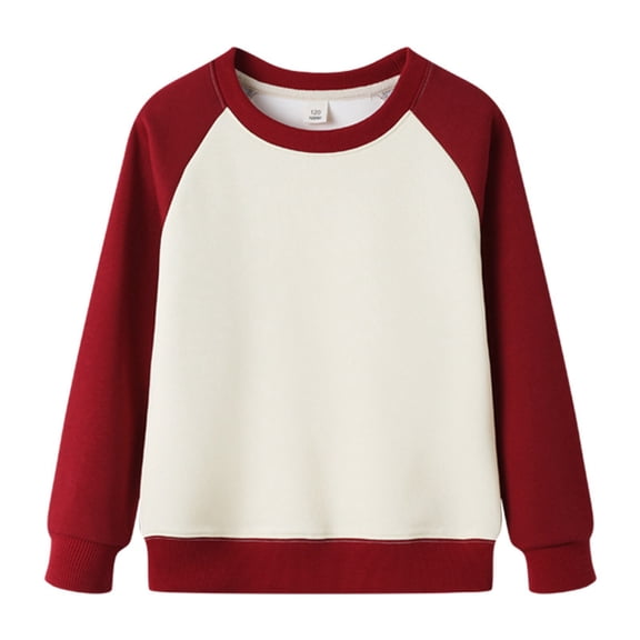 Ohufall Kids Long Sleeve T-Shirt for Boys Girls, Fashion Casual Color Block Pullover Sweatshirts Relaxed Fit Comfortable Round Neck Tee Tops for Children, 3-12 Years