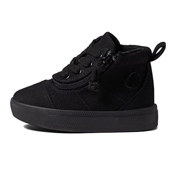 BILLY Chaussures Enfants MDR Sneakers Haut de Gamme à Enrouler Court pour Tout-Petit - Tige Artificielle avec Semelle Matelassée, Détails en Dentelle et Design Bout Rond Noir au Sol