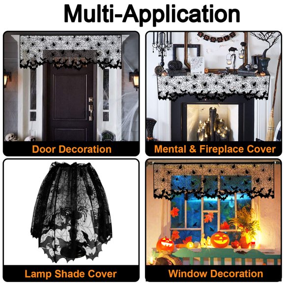 20 X 60 Inch Halloween Lampshades Cover Topper Decoration,Spiderweb Lamp Shade Cover for Halloween Home Decor