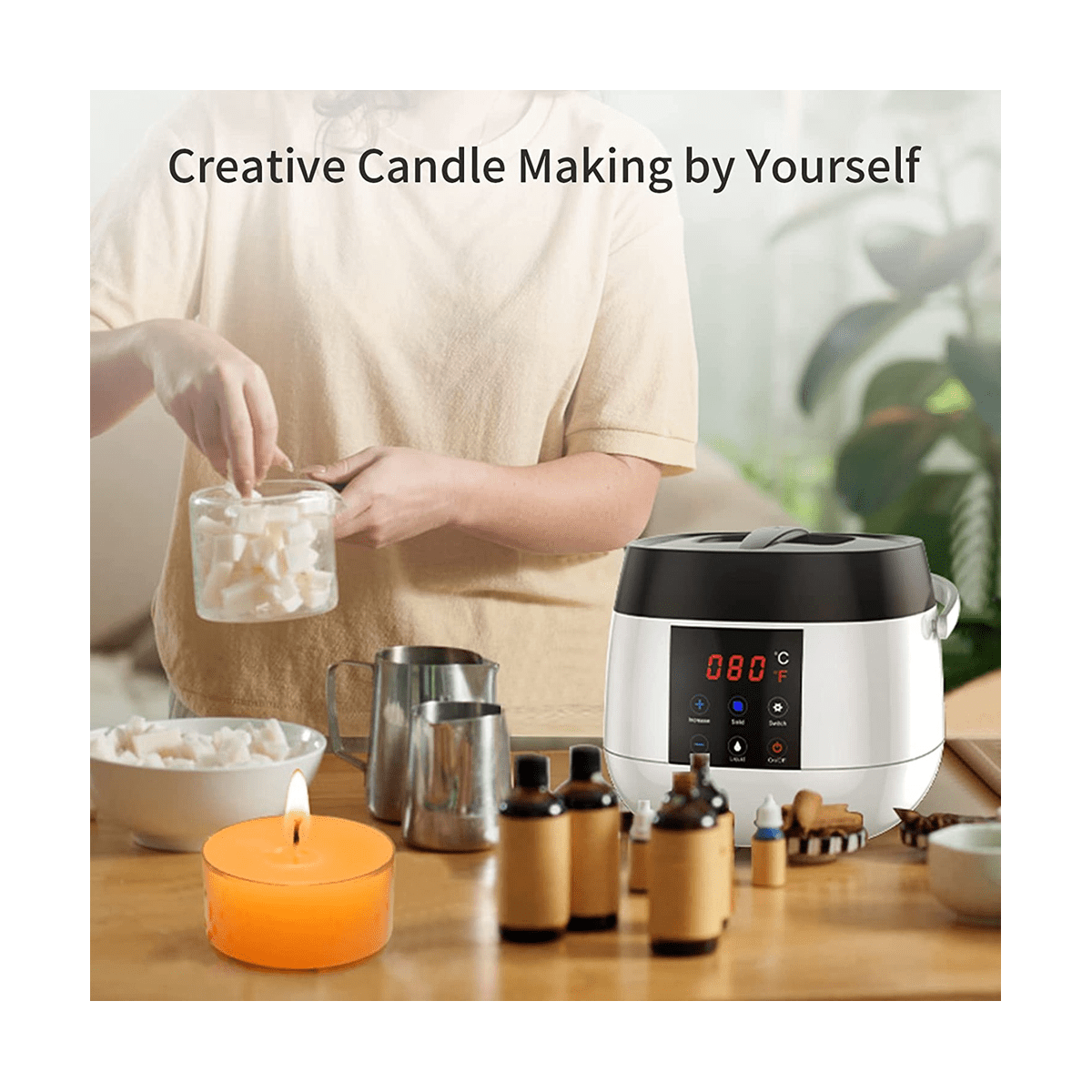 Candle Making Wax Melting Pot,Wax Melter for Candle Making,LED Temperature  Display for Adults Beginner,Soy Wax US Plug 