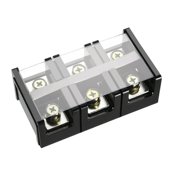 Barrier Terminal Block 600V 200A 3 Positions Dual Row Screw Terminals
