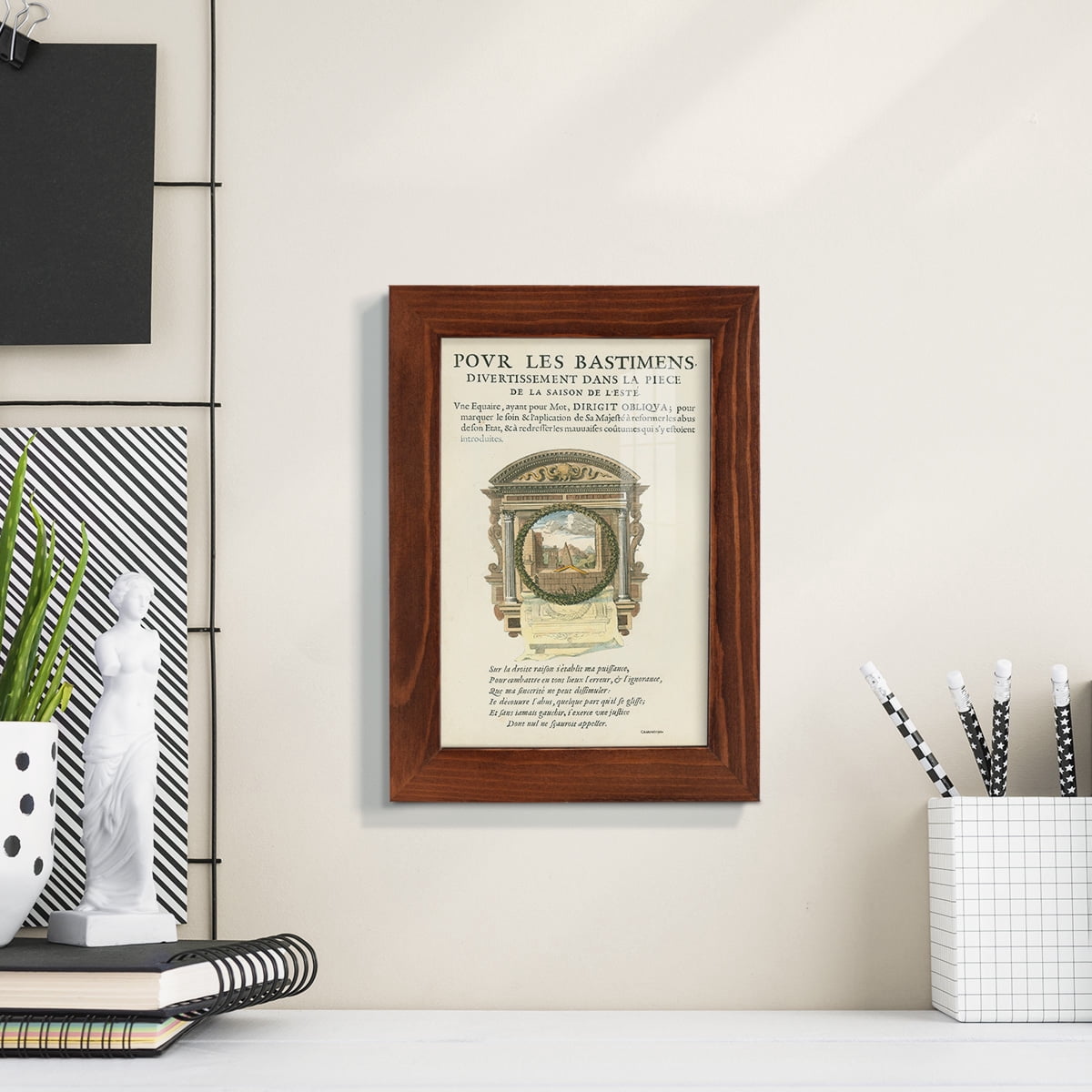 Printed Embellished Bookplate I - Framed Print w/glass - Chestnut