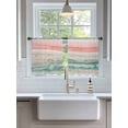 thumbnail image 3 of Sheer Curtains 54 Inch Length 2 Panels Set for Kitchen, Peach Blue Ombre Semi Sheer Curtains for Windows, Abstract Modern Art Fluid Striped Voile Window Treatments Rod Pocket Curtain, 3 of 7