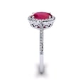 thumbnail image 4 of SuperJeweler 1 1/2 Carat Oval Shape Created Ruby and Halo Diamond Ring In Sterling Silver For Women, 4 of 6