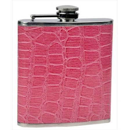 6oz Pink Faux Leather Wrapped Stainless Steel Hip Flask