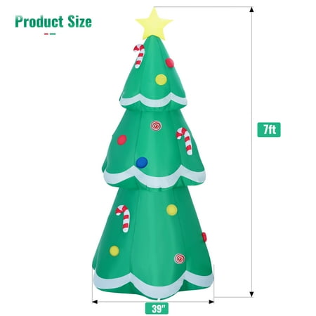 Easoger 7ft Inflatables Christmas Tree, Outdoor LED Lights Fun Blow Up Xmas Decor Suitable for Yard,Garden,Lawn,With Candy Canes And Gift Box