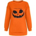 thumbnail image 3 of Chandails en Molleton Visage de Citrouille d'Halloween pour Femmes Manches Longues Surdimensionnées Col Rond Orange Pull Tops, 3 of 7