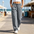 thumbnail image 2 of Women's Cargo Hiking Pants Casual Daily Cargo Pants Drawstring Solid Color Sports Wide Leg Baggy Loose Elastic Drawstring Pants With Multiple Pockets, 2 of 9