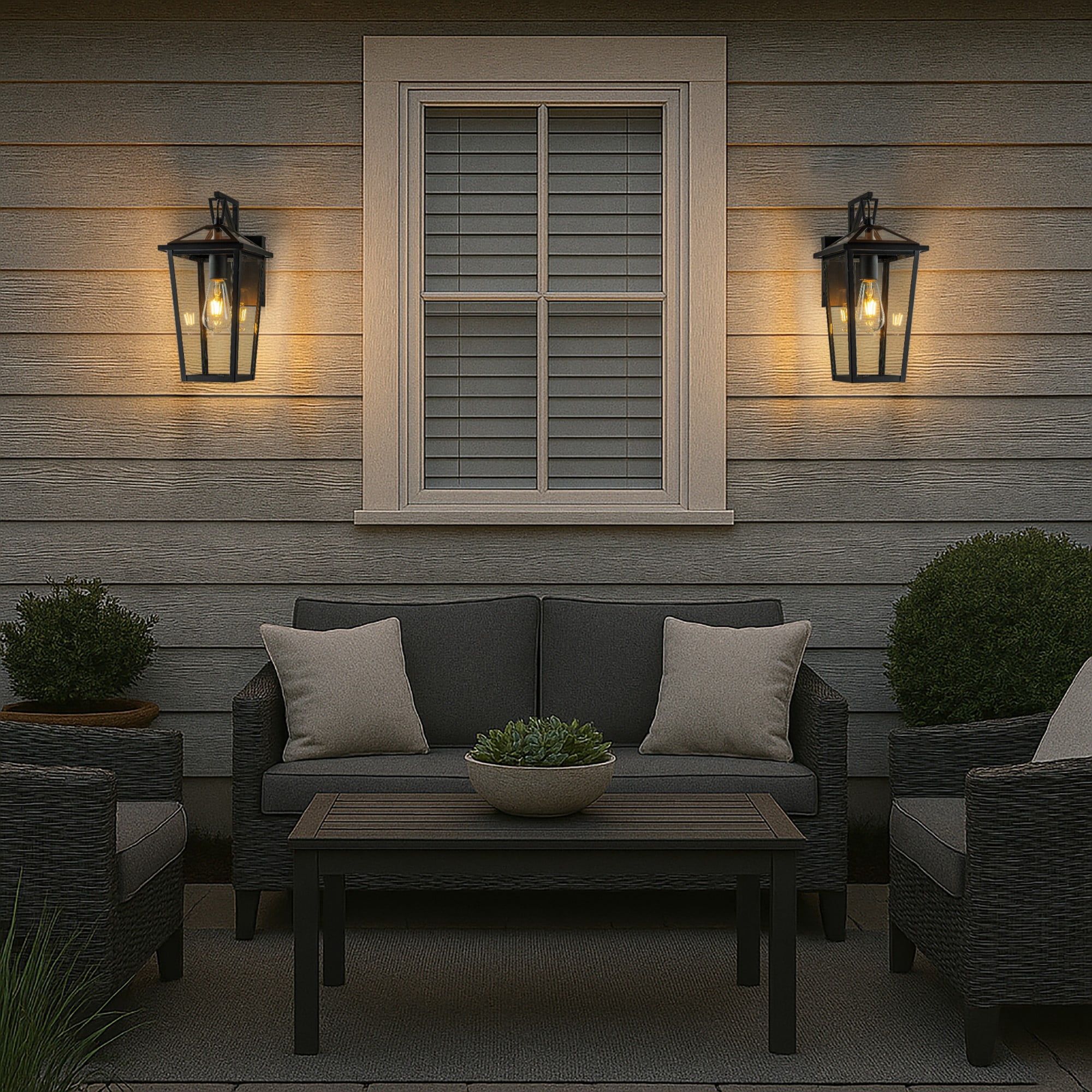 H15" 1 Light Modern Matte Black Outdoor Wall Lantern with Clear Tempered Glass Open Bottom Design Exterior Light Fixture for Entryway, Garage, Patio (Bulb Not Included)