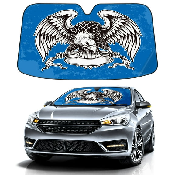 Car Windshield Sun Shade for Front Window Retro Bald Eagle Foldable Vehicle Windshield Car Sun Visor Covers Automotive Window Protector Car Privacy Sun Blocker