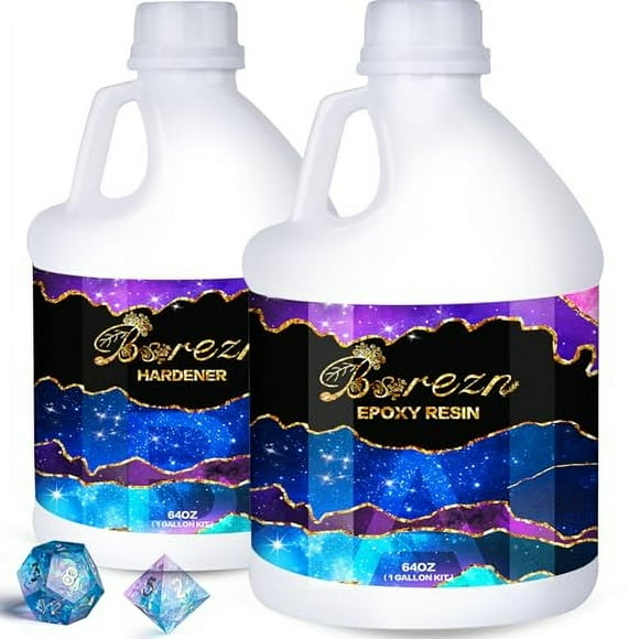 1 Gallon Epoxy Resin Kit, Bsrezn Crystal Clear Hard Casting Resin and Curing Agent Hardener Resina Epoxica Transparente 2 Part Resin Art Supplies for Bar Table top Countertop Craf