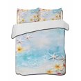thumbnail image 2 of Summer Coastal Queen Size Down Alternative Comforter, Lightweight Comforter Quilt Bedding Set with Pillow Shams Ocean Beach Starfish Botanical Flowers All Seasons Bed Comforter Duvet Insert 90"x96", 2 of 7