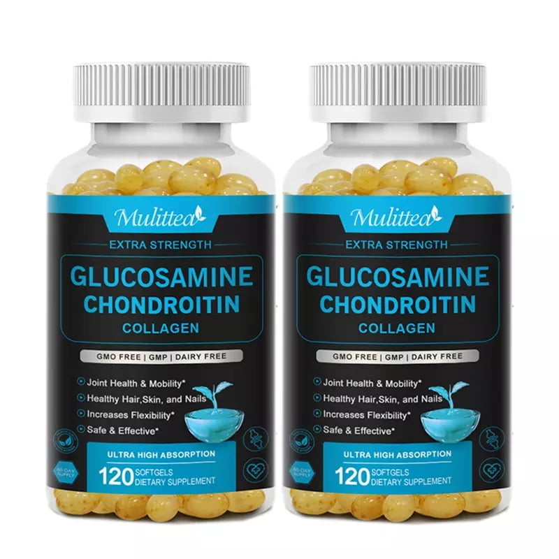 (2 Pack)Triple Strength Glucosamine Chondroitin Collagen & Msm, Support Joint Strength, 240 Softgels