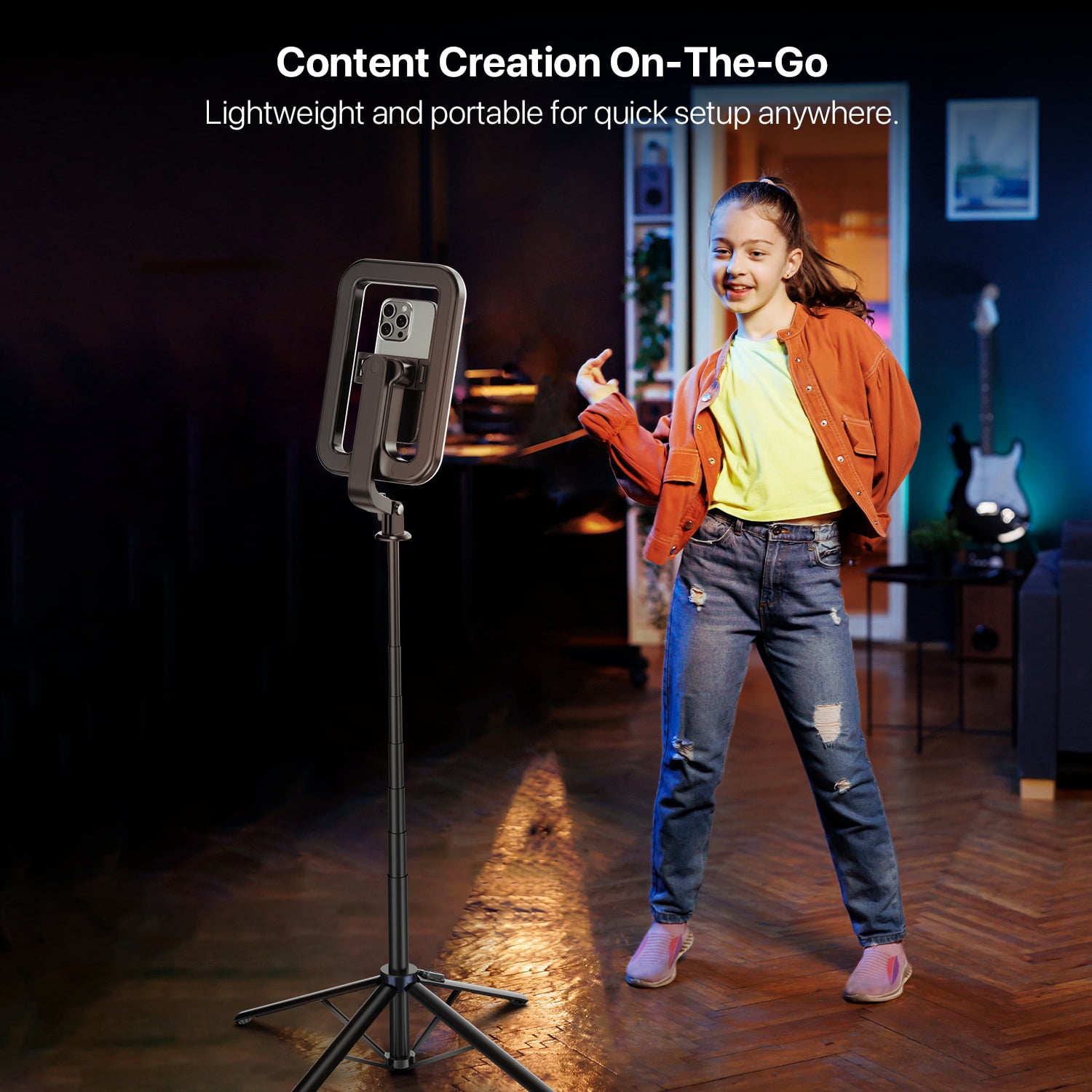 MyBat Pro Selfie Stick LED Ring Light with 72" Tripod Stand