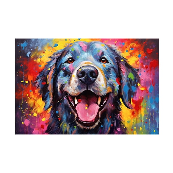 Canvas Wall Art - Ray Heere 'Happy Dog 2' Wall Art for Living Room, Bedroom, or Office Décor by Trademark Fine Art - 19 x 12 Inches