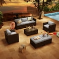 thumbnail image 6 of ClouddWell 6 Piece Outdoor Wicker Patio Furniture Set, Rattan Sectional Sofa Sets with Grey Cushions, 6 of 7
