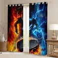 thumbnail image 2 of Castle Fairy Ice Hockey Boy Girl Curtains Pack Of 2 (42X84 Each),Sport Gamer Curtains Blackout,Blue Orange Lightning Bedroom Curtains,Lightweight Room Decor, 2 of 6