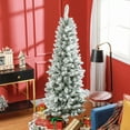 thumbnail image 2 of HOMCOM 6ft Flocked Pencil Artificial Christmas Tree with Steel Base, Green, 2 of 10