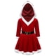 thumbnail image 3 of Disfraz de Papá Noel para niñas, disfraz de Cosplay de Navidad, vestido de tutú con capucha de terciopelo de manga larga con cinturón para fiesta de Halloween de Año Nuevo, 3 of 5