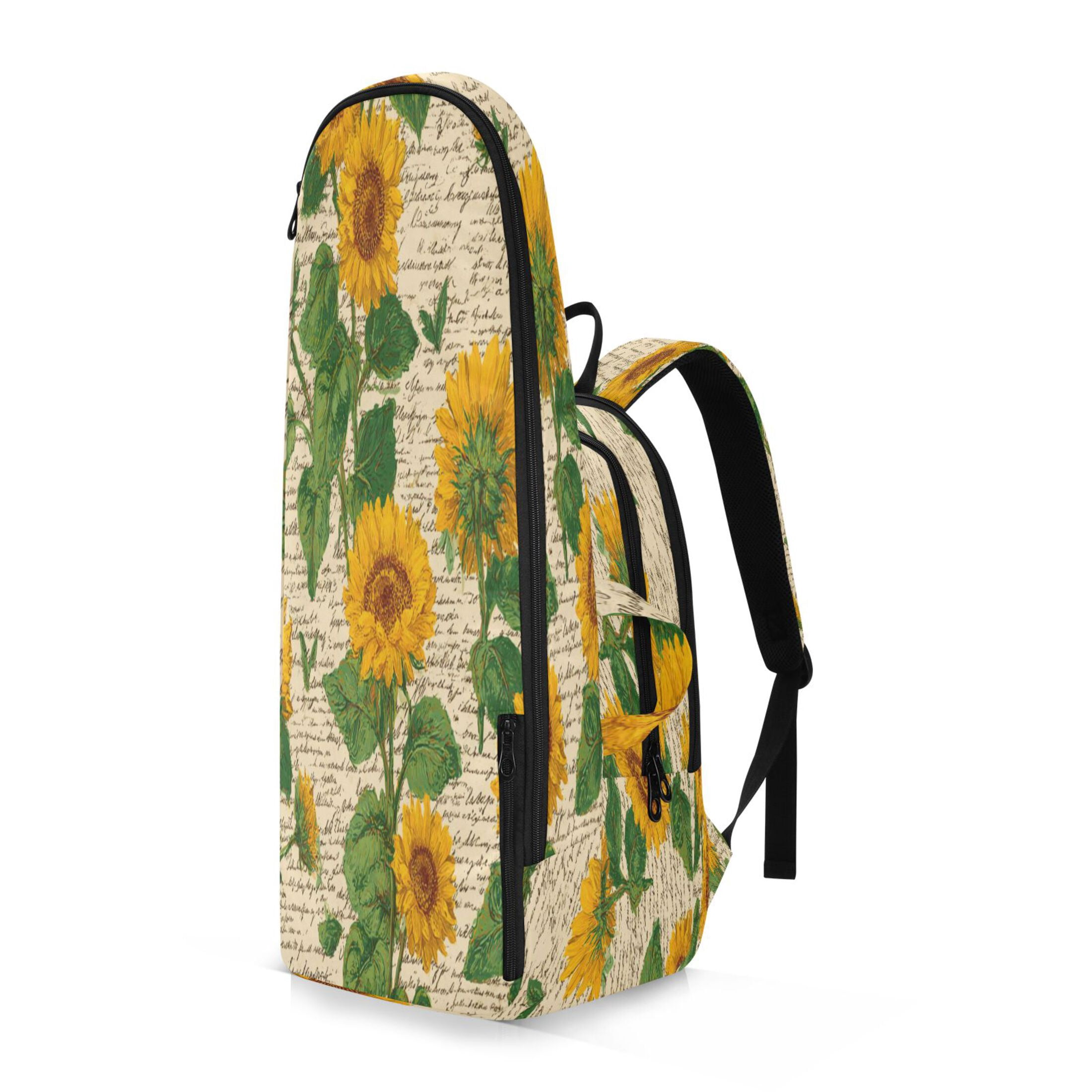 2 Racquet Holder Tennis Backpack Tennis Racket Covers Gym Bags Retro-chic Sunflowers