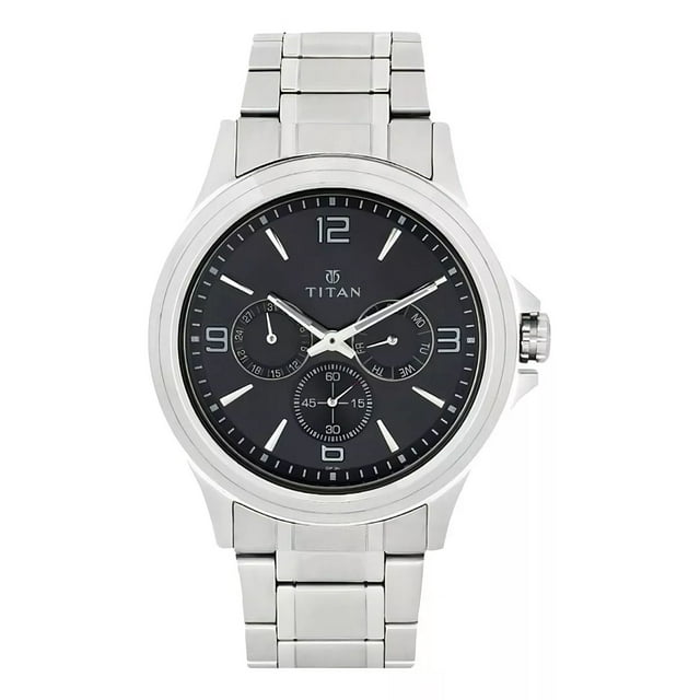 Reloj Cronógrafo Para Hombre, Cuarzo, Resistente Al Agua, Correa De Acero Inoxidable, Plata/negro - Titan Workwear