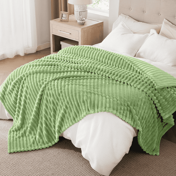 Cobija Tamaño Queen, Cobija de Tiras Extra Suave, Mantas Acogedoras y Esponjosas para Cama, Sofá, Ligera y Versátil para Oficina, Recámara, Picnic, Decoración Del Hogar, 90x108" Salvia