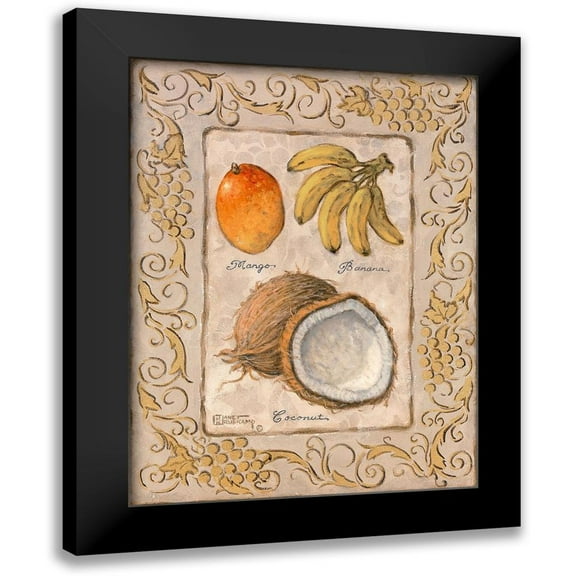 Kruskamp, Janet 12x14 Black Modern Framed Museum Art Print Titled - Tropical Fruit I