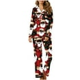 thumbnail image 2 of Cavosen Christmas 2 Piece Pajamas for Women and Elastic Waist Pants Breathable Sleepwear Santa Printed Warm Pockets Soft, 2 of 5