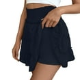 thumbnail image 3 of LLYwey Ruffle Short Skirts for Women Summer Smocked High Waisted Tiered Mini Skirts with Shorts, Sy-1, Navy, L, 3 of 5