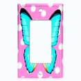 thumbnail image 5 of Metal Light Switch Plate Cover Unique Teal Butterfly Pink Polka Dots BUT032, 5 of 13