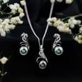 thumbnail image 3 of Rosec Jewels Tahitian Pearl Diamond Jewelry Set for Women - AAA Quality - Designer Necklace and Earrings Set with Jewelry Box, 18K White Gold, 3 of 7