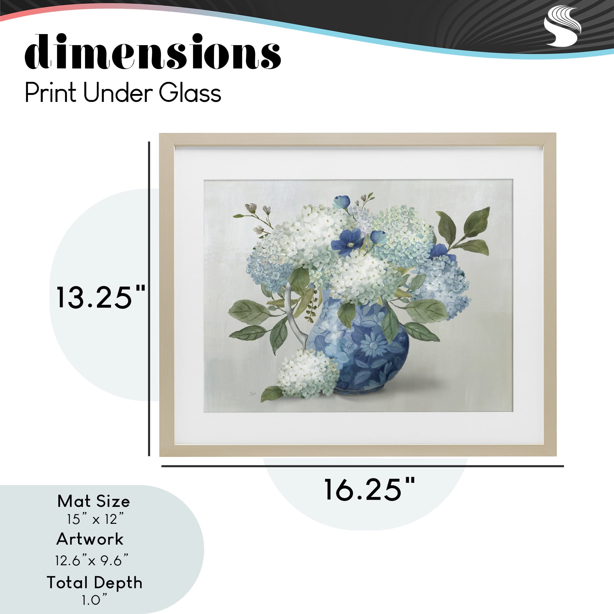 Stupell Industries Ornate Vase with Hydrangeas Birch Framed Print Under Glass, design by Nan