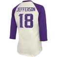 thumbnail image 3 of Women's Majestic Threads Justin Jefferson Cream/Purple Minnesota Vikings Player Raglan Name & Number Fitted 3/4-Sleeve, 3 of 3