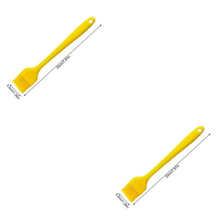 

2pcs Silicone Basting Brush Pancake BBQ Oil Brush Heat Resistant Pastry Butter Cooking Baking Tool Yellow