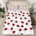 thumbnail image 2 of Manfei Ladybird Ladybug 3pcs Twin Sheet Sets,Kawaii Animal Twin Fitted Sheet,Black Red Breathable Flat Sheet,Lightweight Cute Bedroom Decoration, 2 of 7