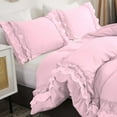 thumbnail image 2 of D.N.G. BEDDINGS Luxurious 3 Piece Double Ruffle Duvet Cover With Zipper Closure, 100% Egyptian Cotton, 800 Thread Cotton Twin/Twin XL Size Light Pink Solid, 2 of 6