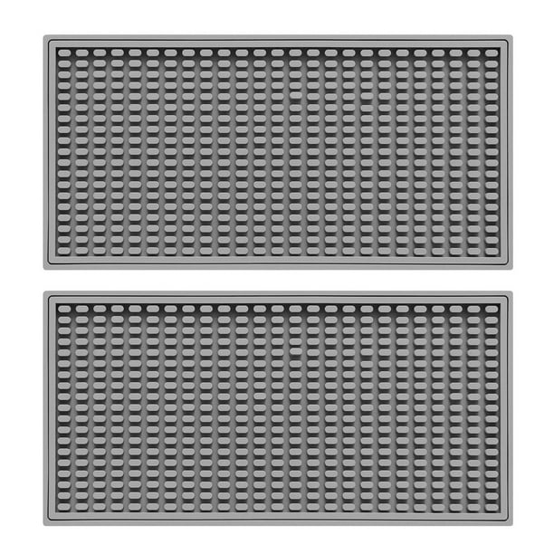 Paquete de 2 - Tapete de barra, tapete de secado de vidrio, secado rápido, multifuncional, tapete de drenaje de encimera para restaurantes, hogar, Gris