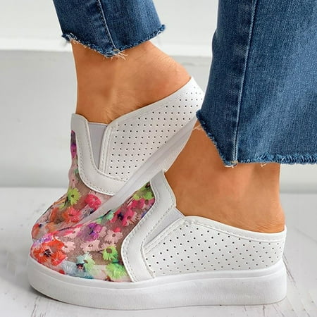 

WANYNG Shoes Vintage Pattern Casual Fashion On Out Women s Hollow Slip Floral Mesh Women s casual shoes