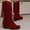 Red, variant on Bnwani Boots for Women Fall Winter Fashion Mid-Heel Thick Chunky Mid-Calf Versatile Casual Sweet Western Tassel Boot Black Size 5.5